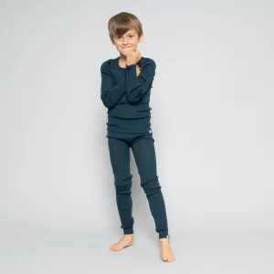 100% Merino Wool Arona Leggings - Navy Teal - 1-12m