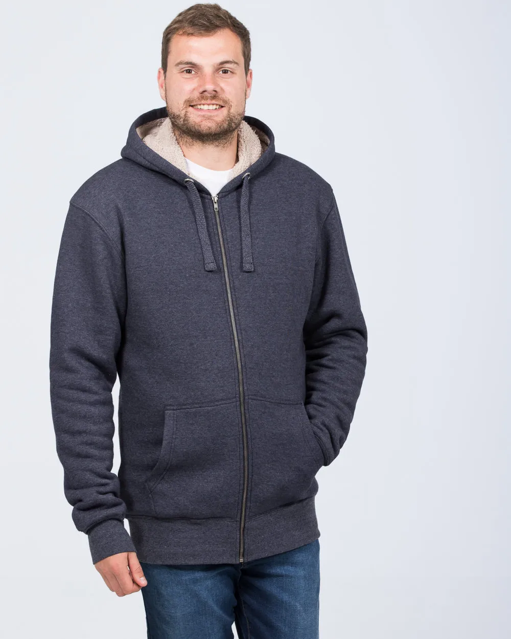 2t Arthur Tall Sherpa Hoodie (navy marl)