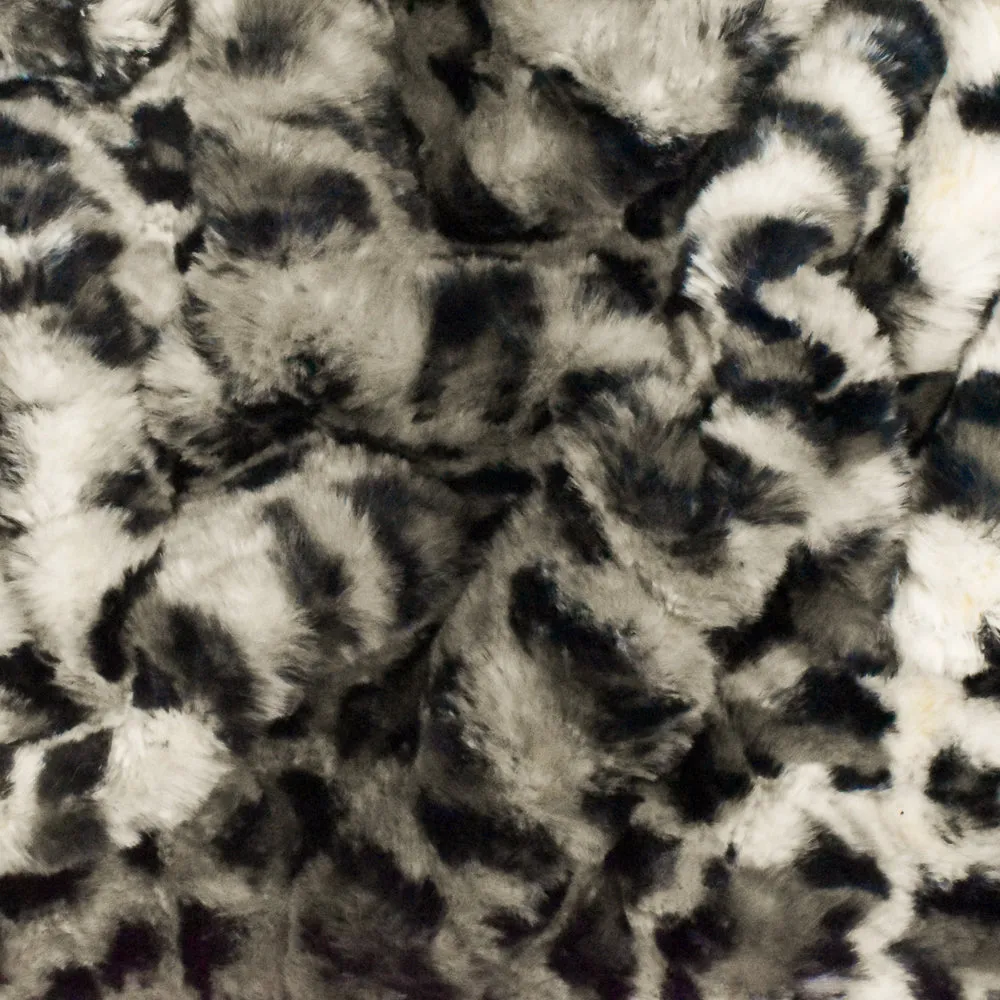 Barely Beige-Black-Multi Cheetah Printed Polyester Faux Fur Knit Fabric