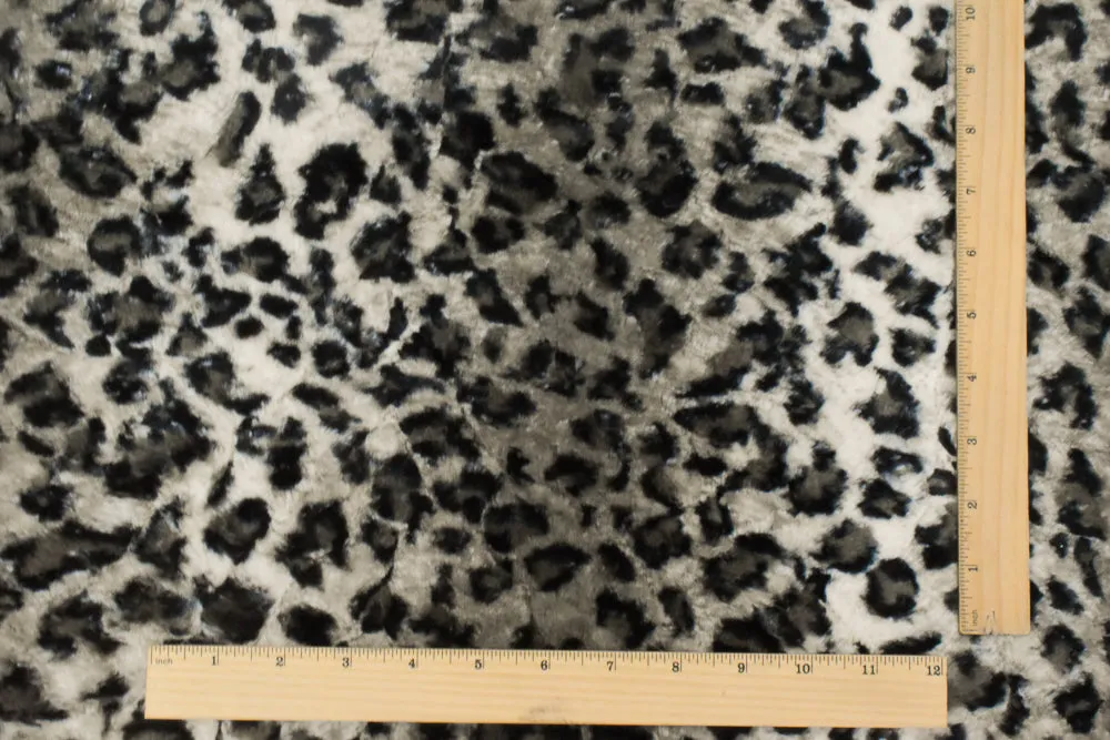 Barely Beige-Black-Multi Cheetah Printed Polyester Faux Fur Knit Fabric