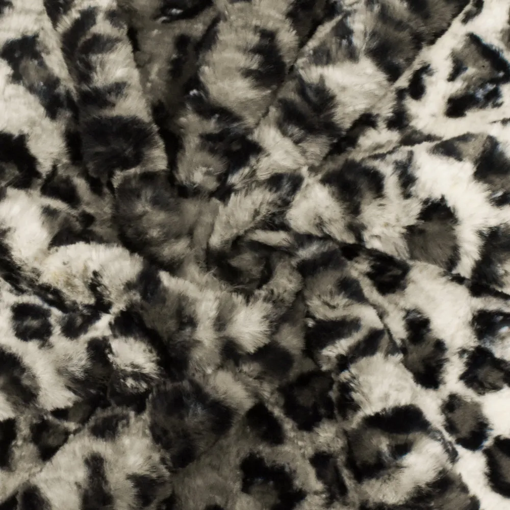 Barely Beige-Black-Multi Cheetah Printed Polyester Faux Fur Knit Fabric