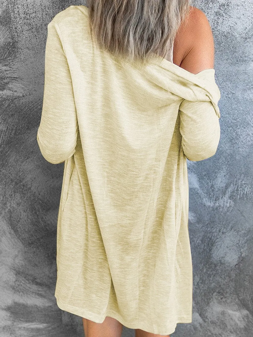 Beige V-Neck Button-Up Cardigan for Casual Layering