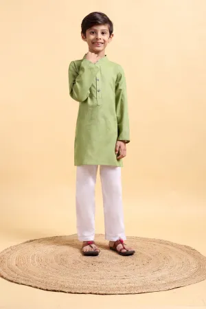 Boys Cotton Linen Kurta & Pajama