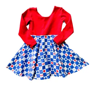 Buffalove Check Twirl Dress (Red Bodice)