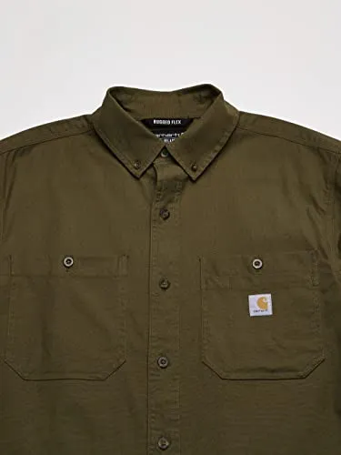 Carhartt 103555 Men's Rugged Flex Rigby Short Sleeve Work Shirt, Military Olive, Small