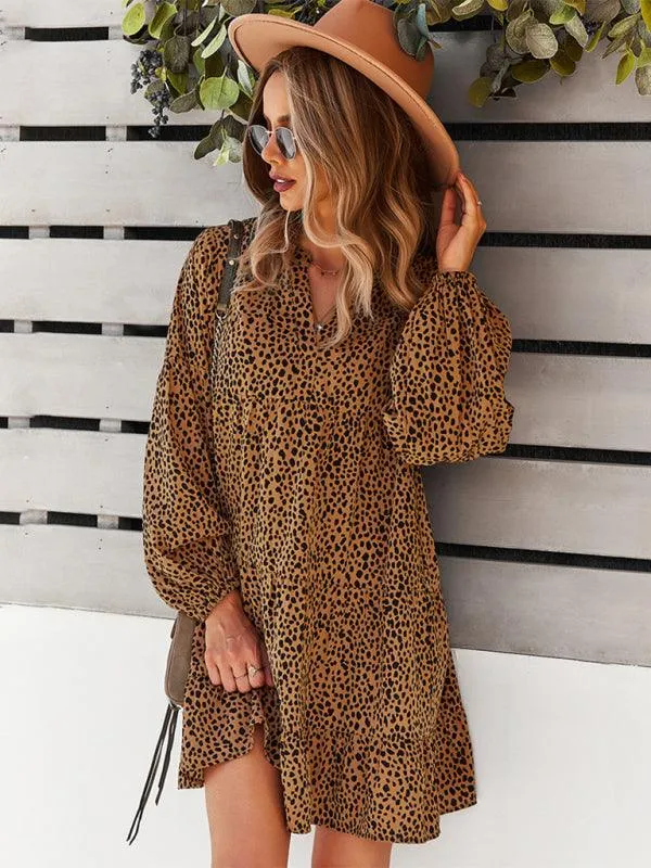Chic Leopard Print Long Sleeve Dress - Perfect for Every Occasion