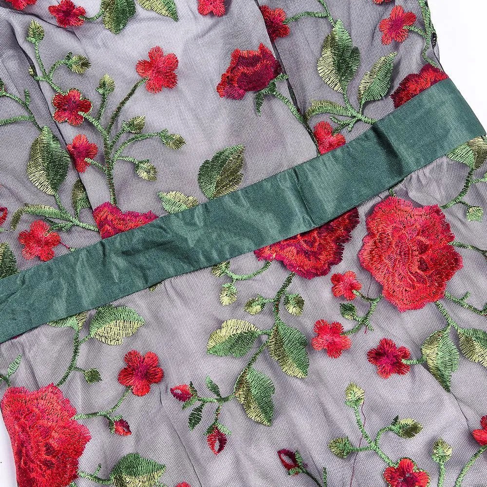 Clearance Embroidery Flowers Backless Pleated Long Prom Party Dress