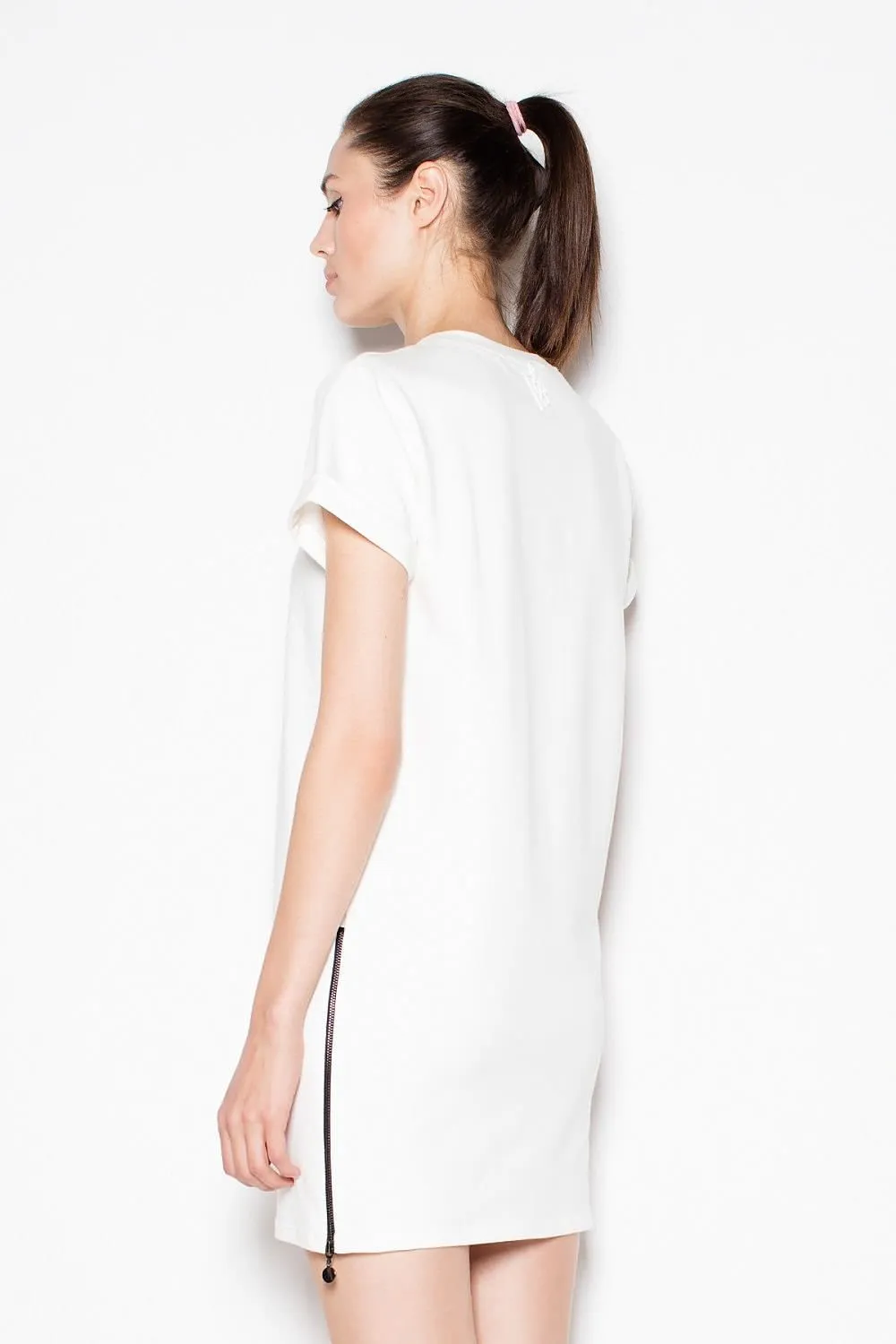 Contemporary Zipper-Embellished Knit Dress