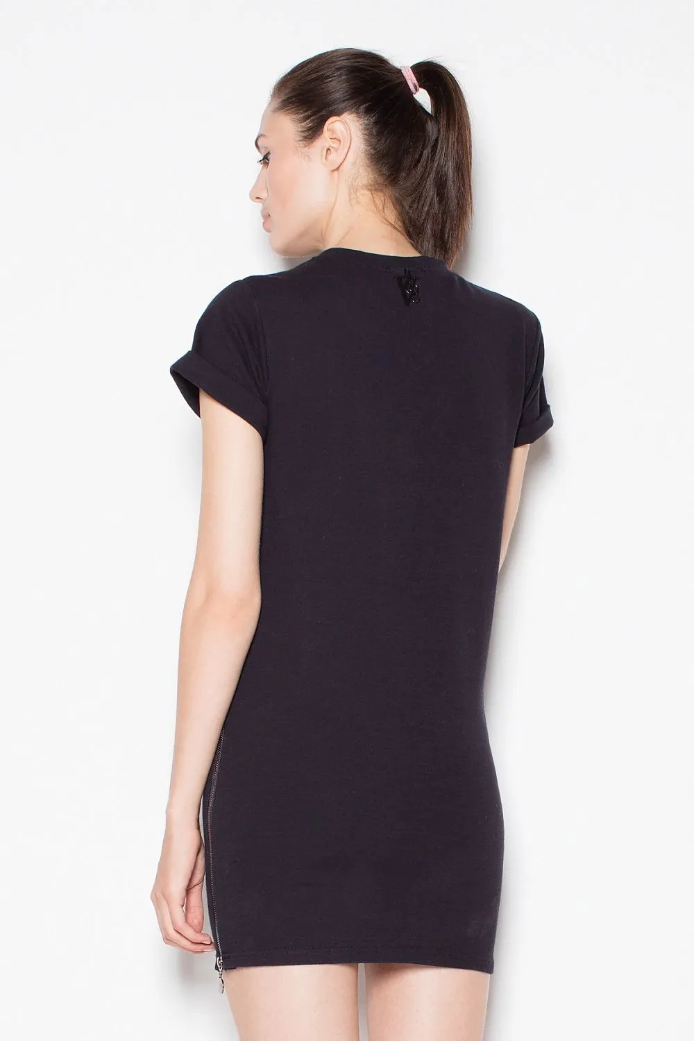 Contemporary Zipper-Embellished Knit Dress