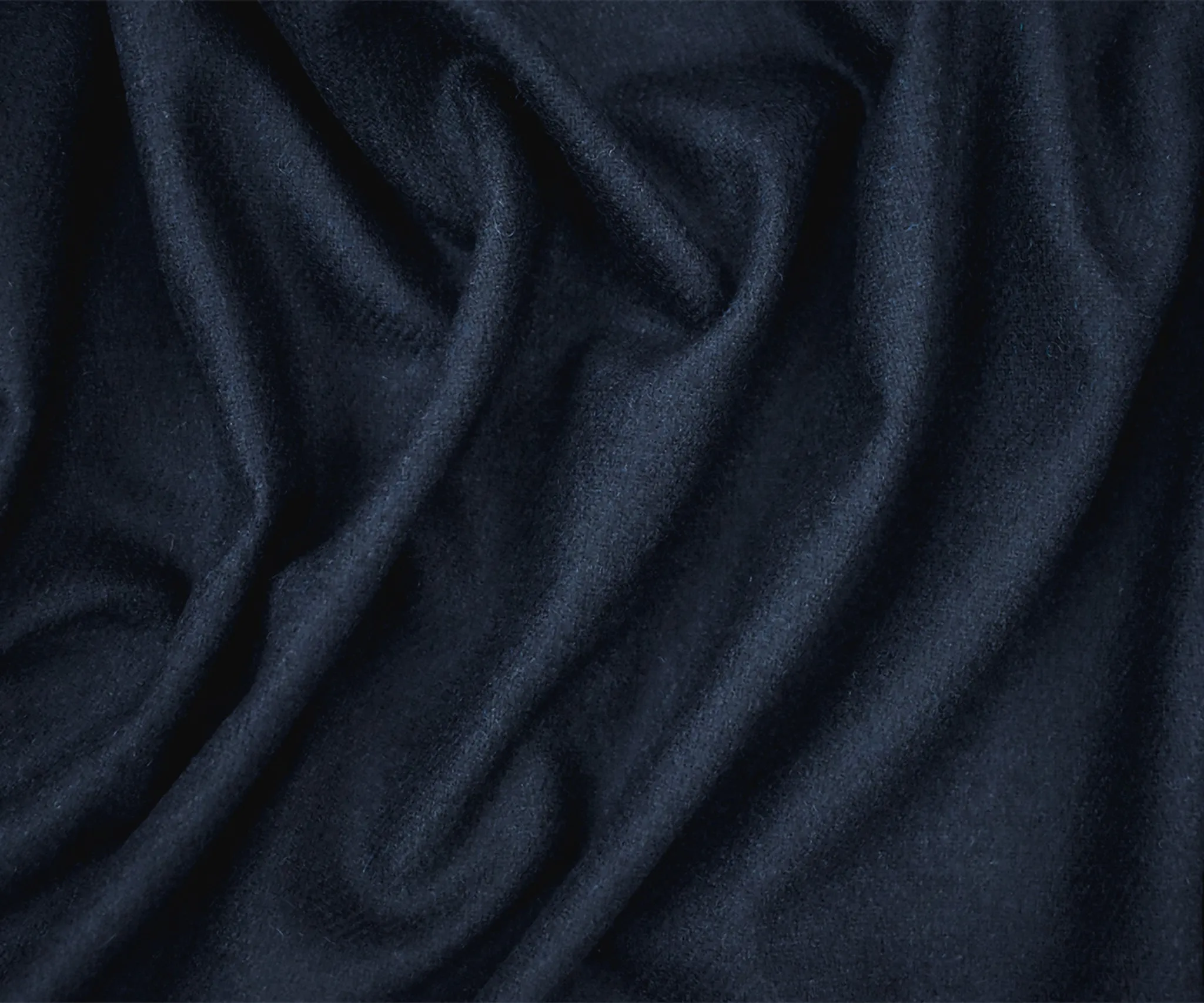 Deep Navy Blue Wool Blend Stretch Solid Twill Jacketing Woven Fabric