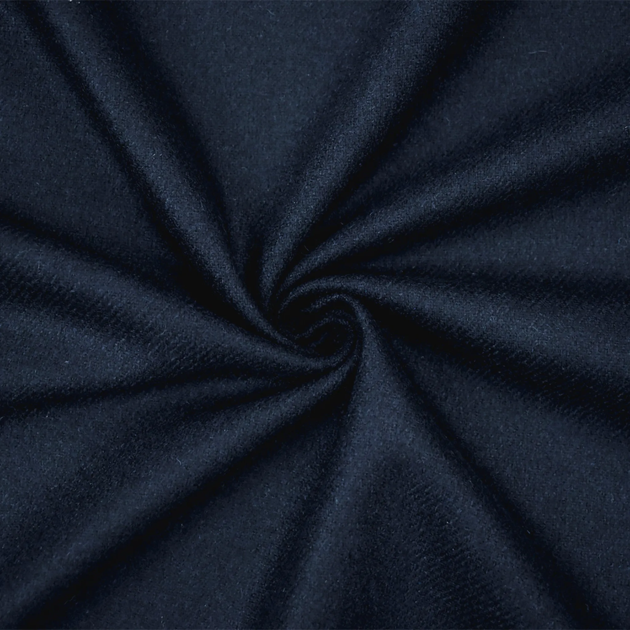 Deep Navy Blue Wool Blend Stretch Solid Twill Jacketing Woven Fabric