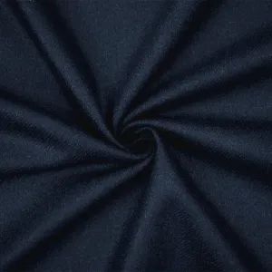 Deep Navy Blue Wool Blend Stretch Solid Twill Jacketing Woven Fabric