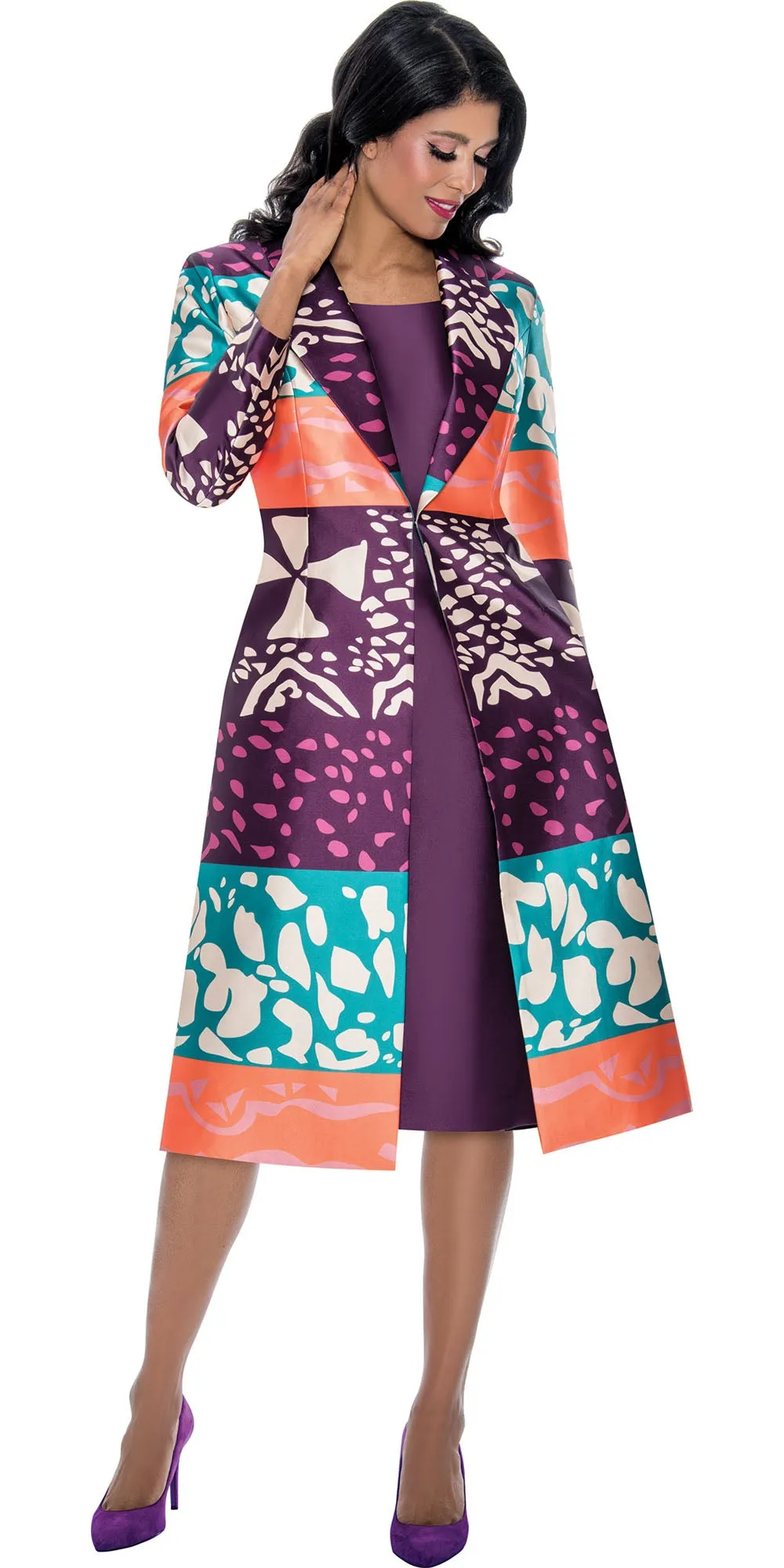 Dresses By Nubiano 100042- Multi - Twill Print Dress