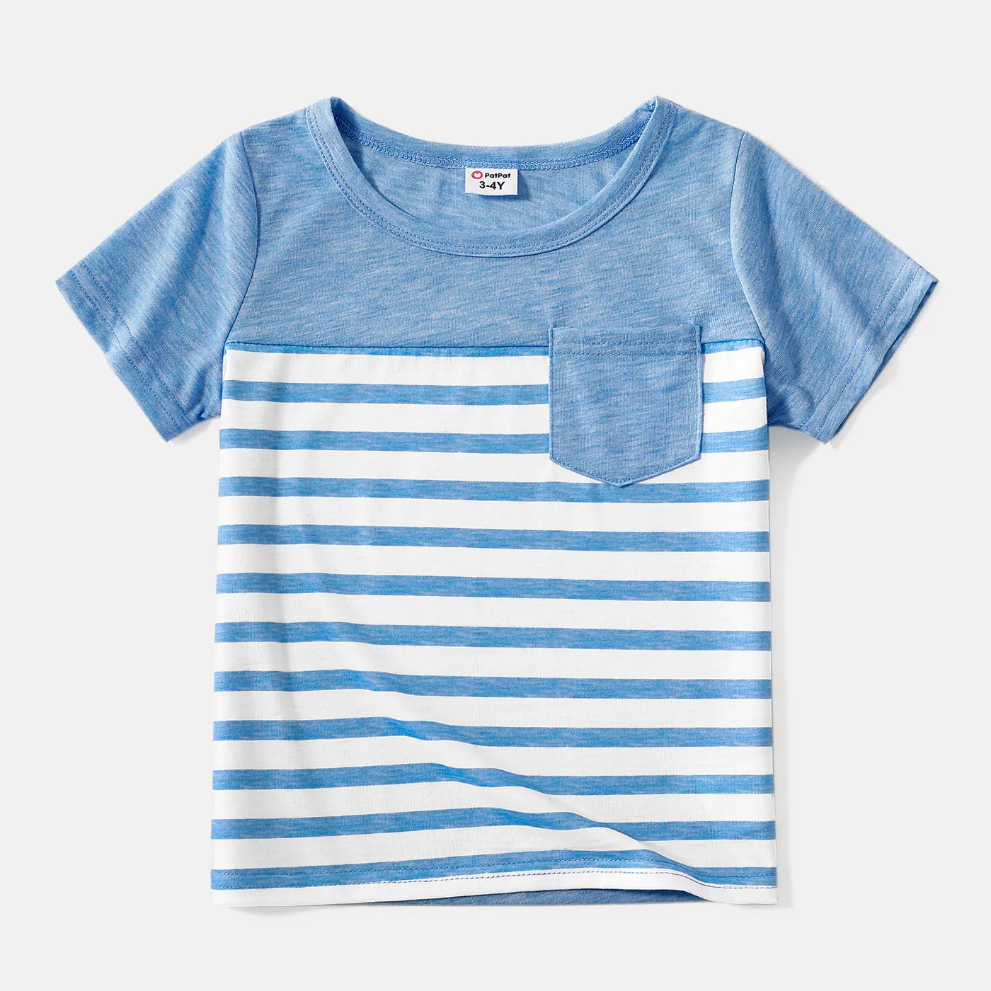 Family Matching Floral Print High Low Hem Flutter-sleeve Spliced Naia™ Dresses and Short-sleeve Striped T-shirts Sets