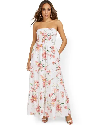 Floral-Print Smocked Maxi Dress