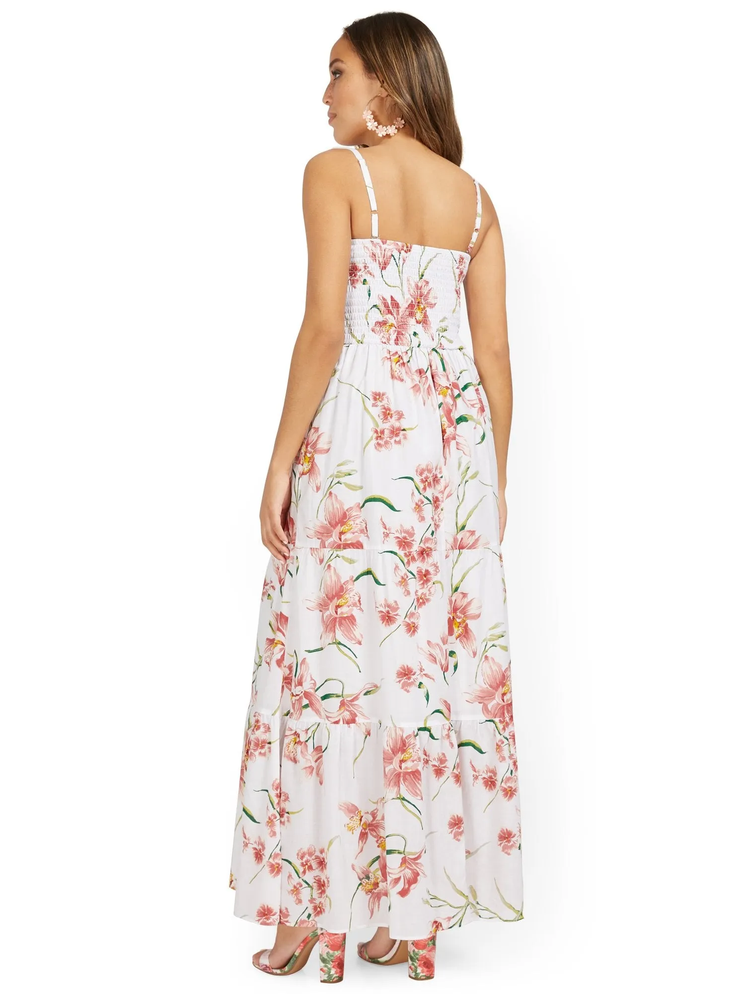 Floral-Print Smocked Maxi Dress