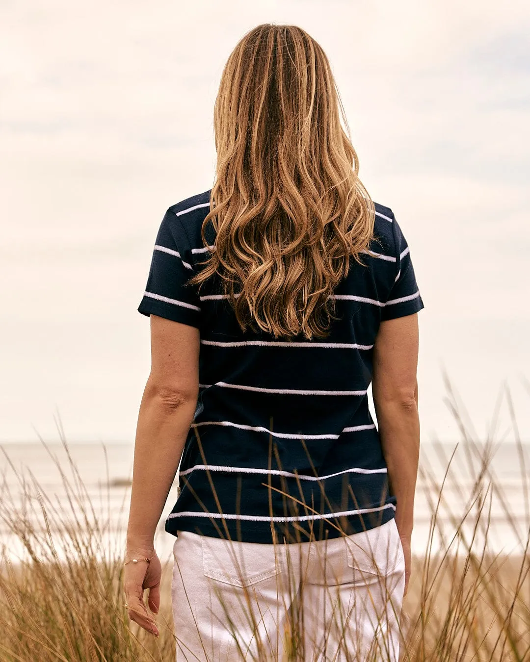 Hartland - Womens Striped Short Sleeve T-Shirt - Blue