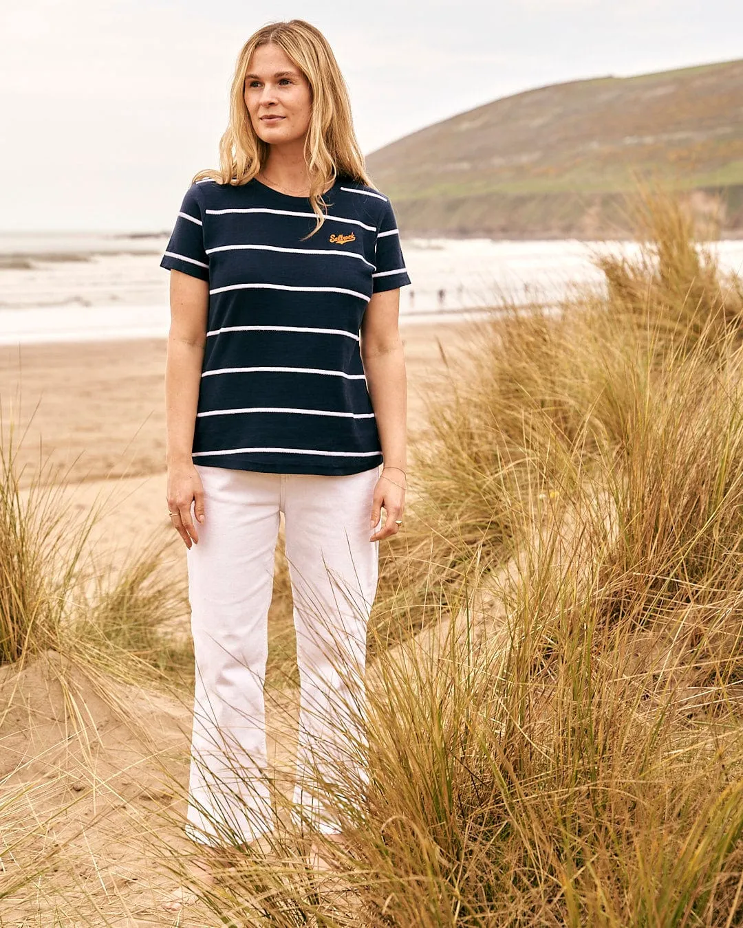 Hartland - Womens Striped Short Sleeve T-Shirt - Blue