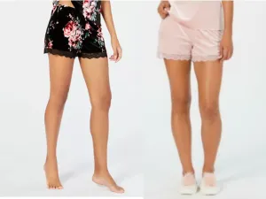 I.n.c. Lace-Trim Velvet Pajama Shorts