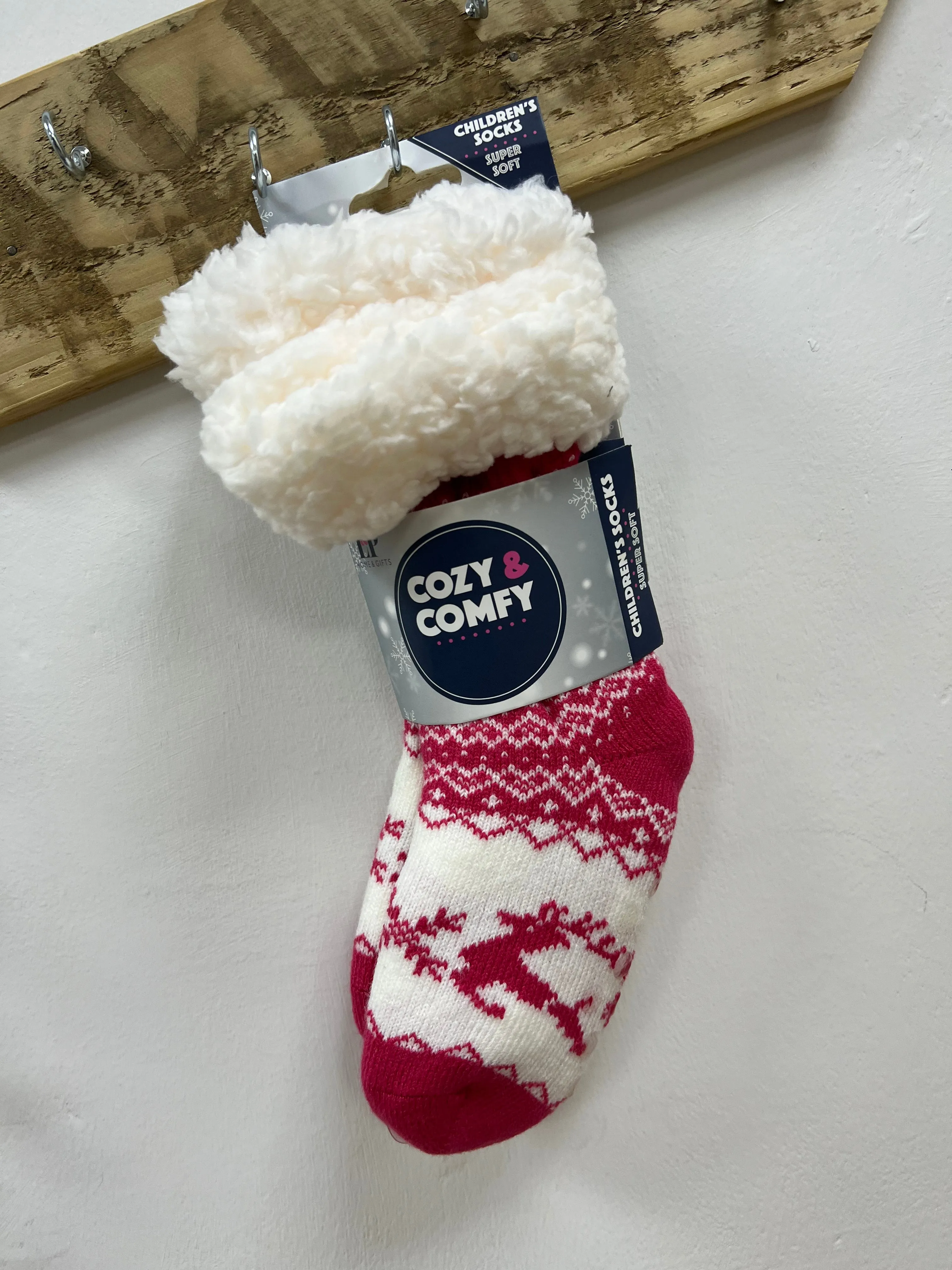 Kids Cozy Fleece Lined Bed Socks - Pink