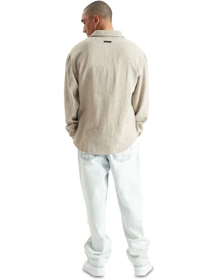 KISS CHACEY Mens Firestone Dropped Shoulder Relaxed Overshirt - Green/Tan