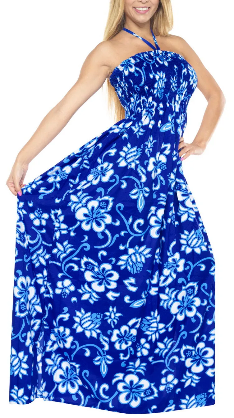LA LEELA Long Maxi Floral Tube Maxi Dress For Women Beach Cocktail Party Casual Chic Boho Female Sundress