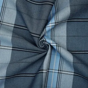 Light Blue-Gray-Multi Poly Wool Plaid Twill Suiting Woven Fabric