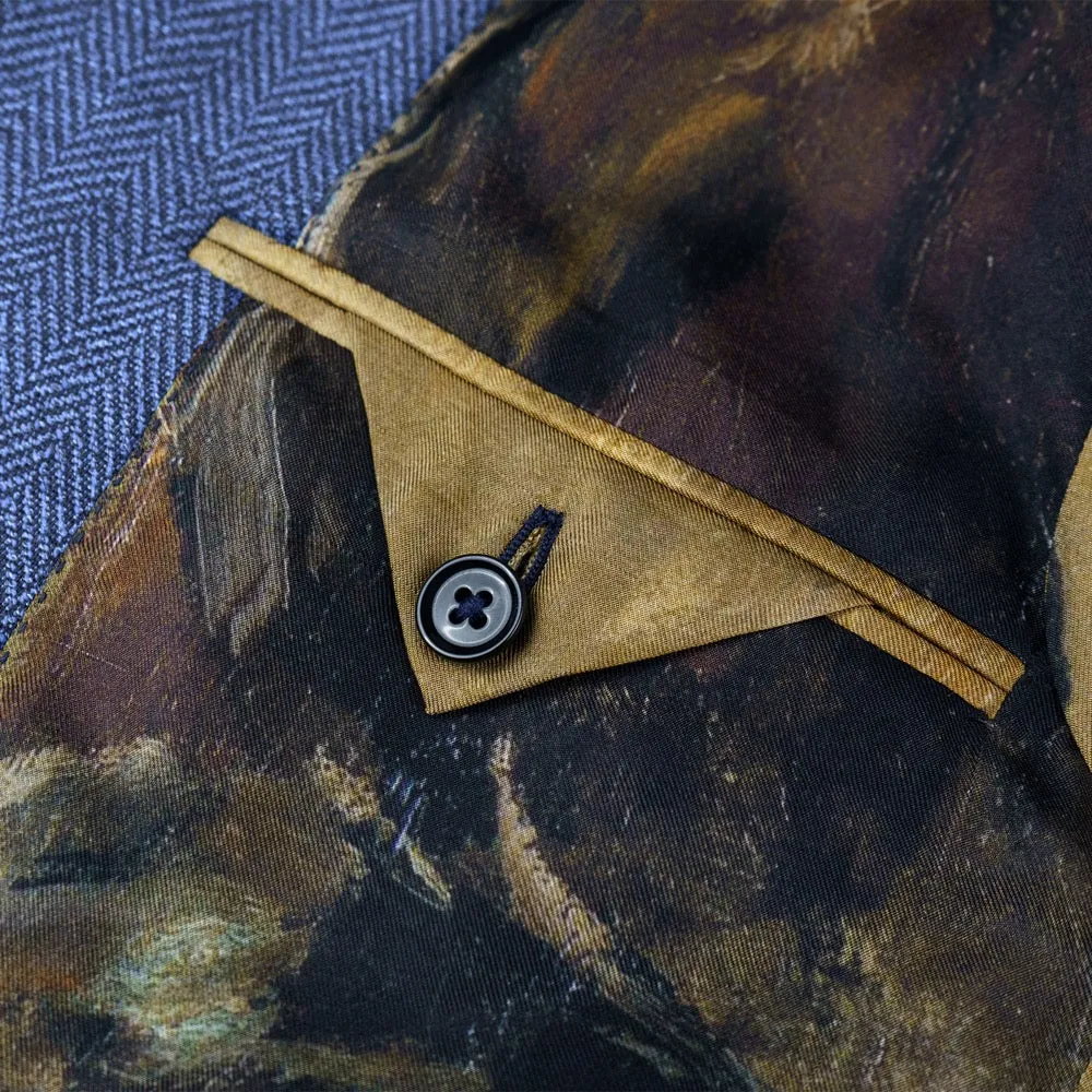 Light Blue Herringbone Merino Wool Jacket