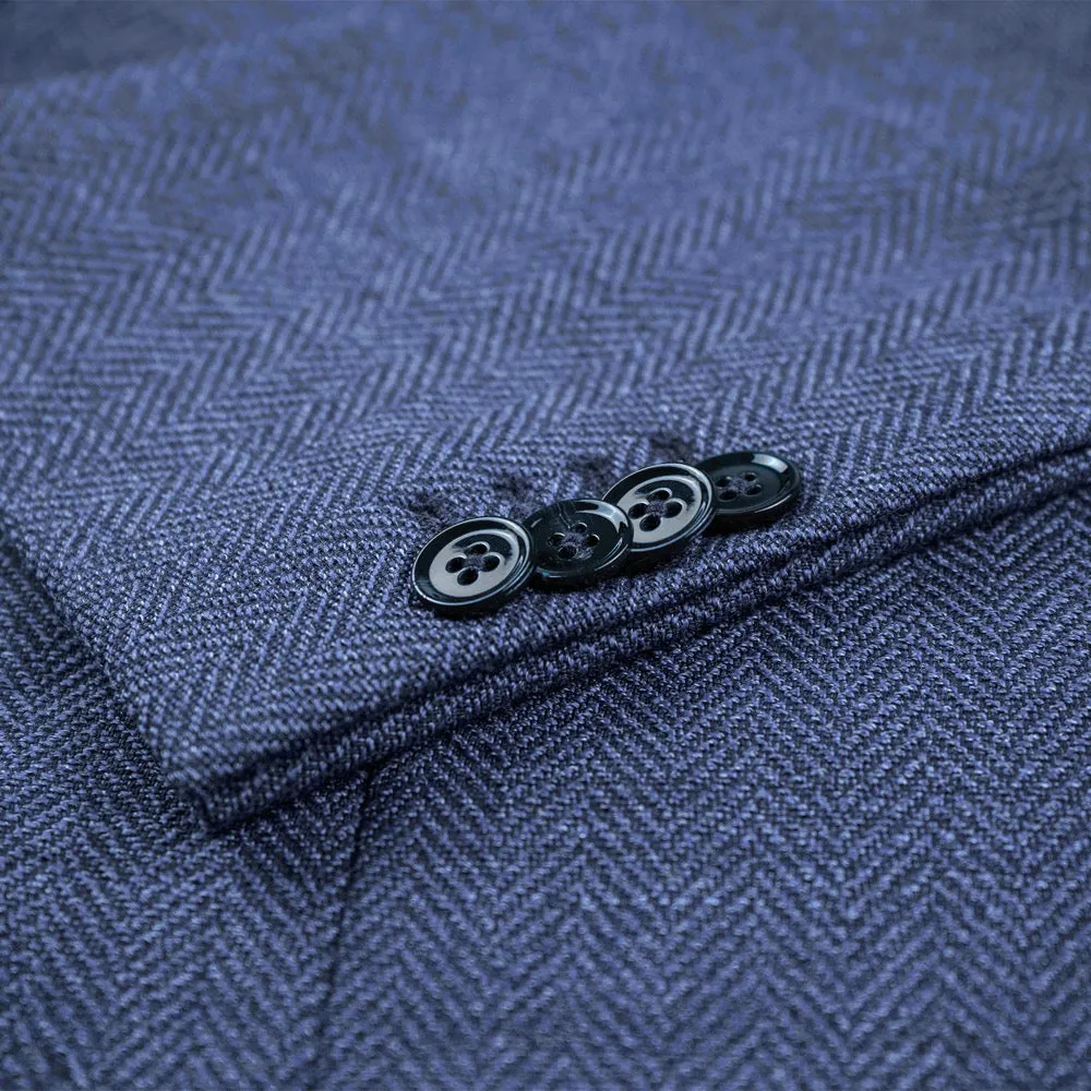 Light Blue Herringbone Merino Wool Jacket