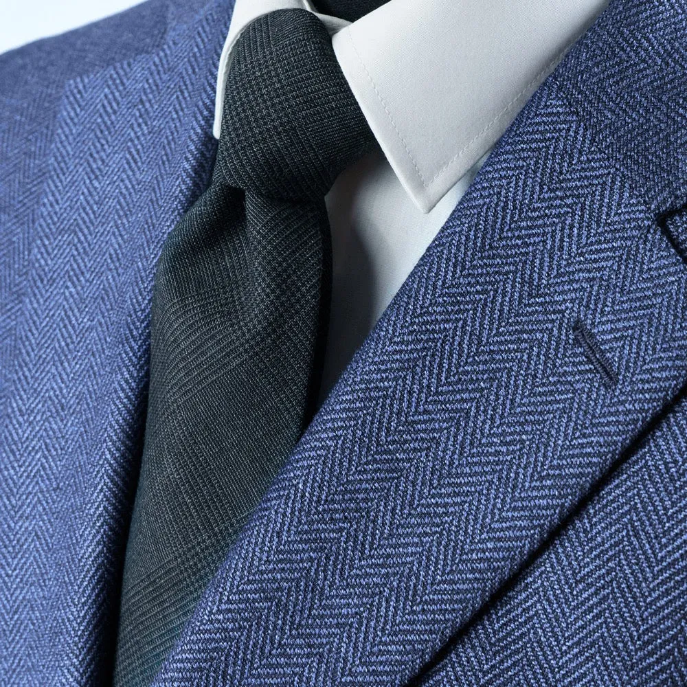 Light Blue Herringbone Merino Wool Jacket