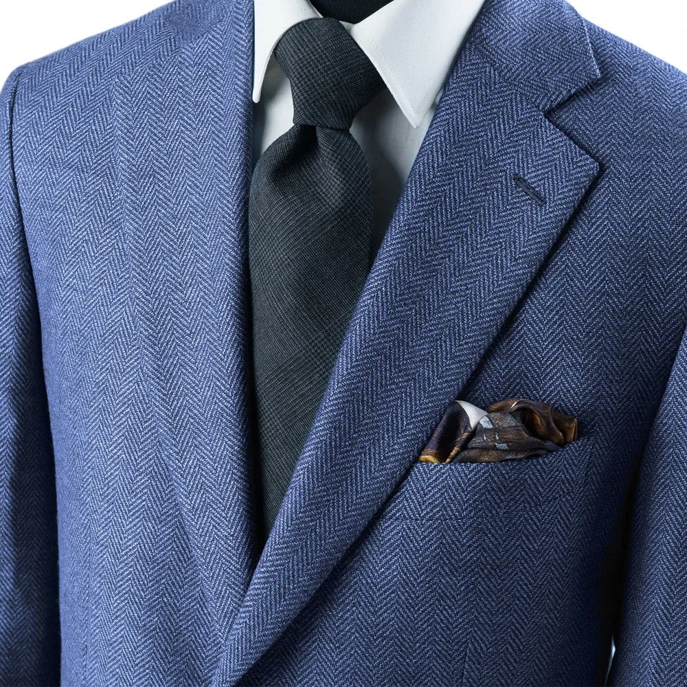 Light Blue Herringbone Merino Wool Jacket