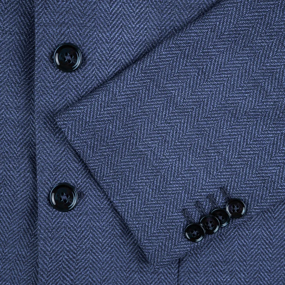 Light Blue Herringbone Merino Wool Jacket