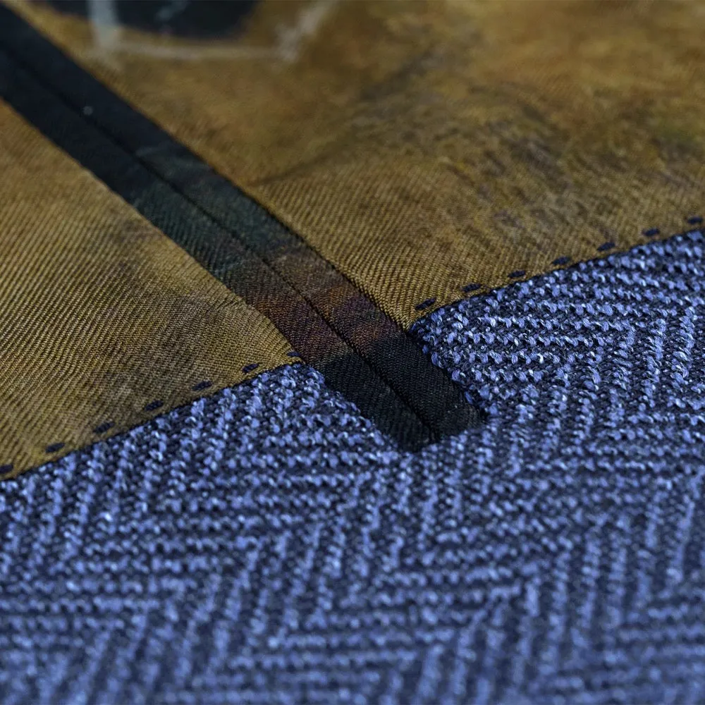 Light Blue Herringbone Merino Wool Jacket