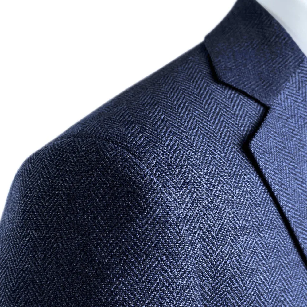 Light Blue Herringbone Merino Wool Jacket