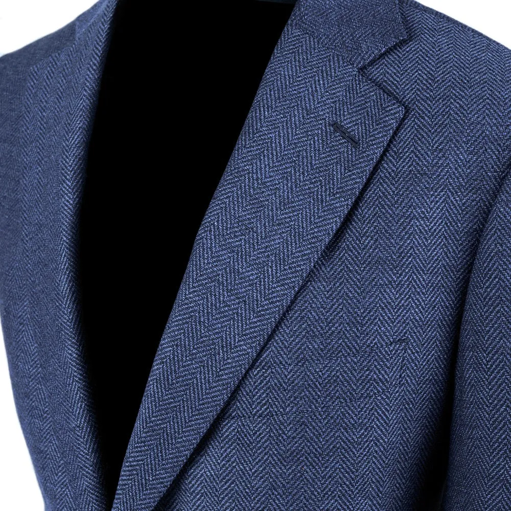 Light Blue Herringbone Merino Wool Jacket