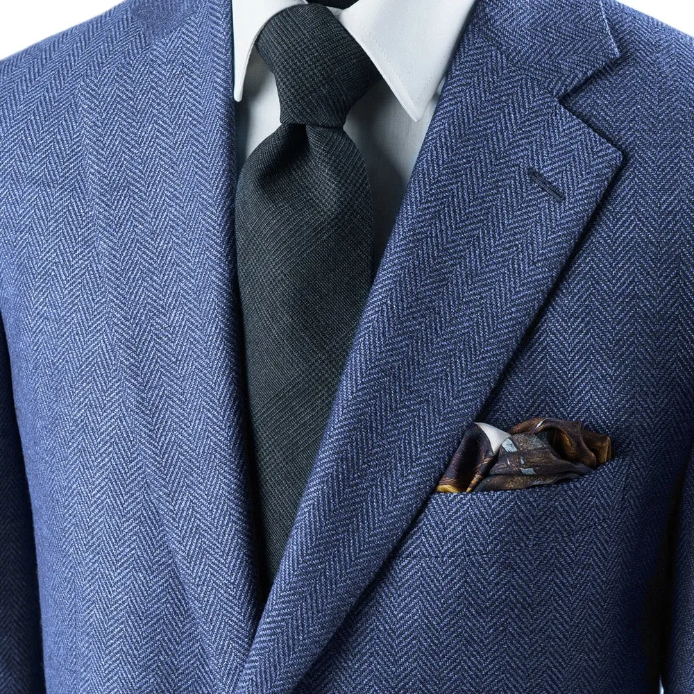 Light Blue Herringbone Merino Wool Jacket