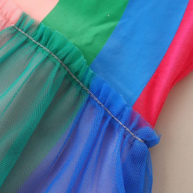 Long Sleeve Rainbow Girl Dresses