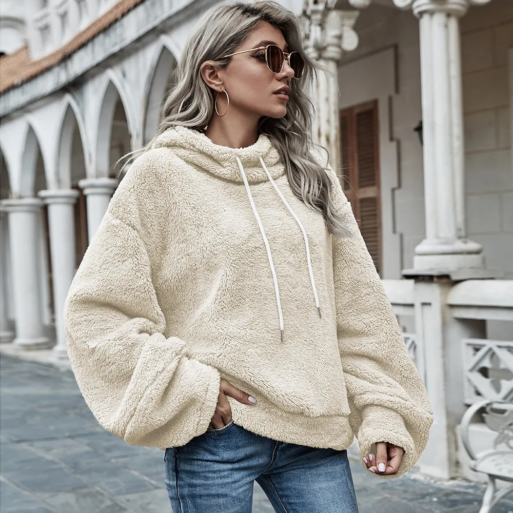 Loose Hooded Turtleneck Sweater