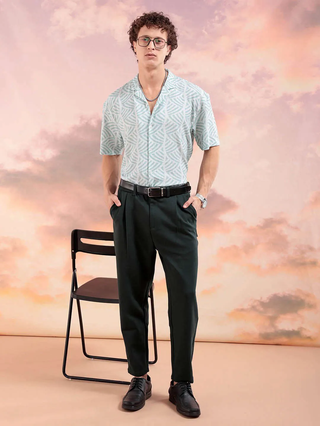 Men's Art Deco Printed Relaxed Fit Shirt