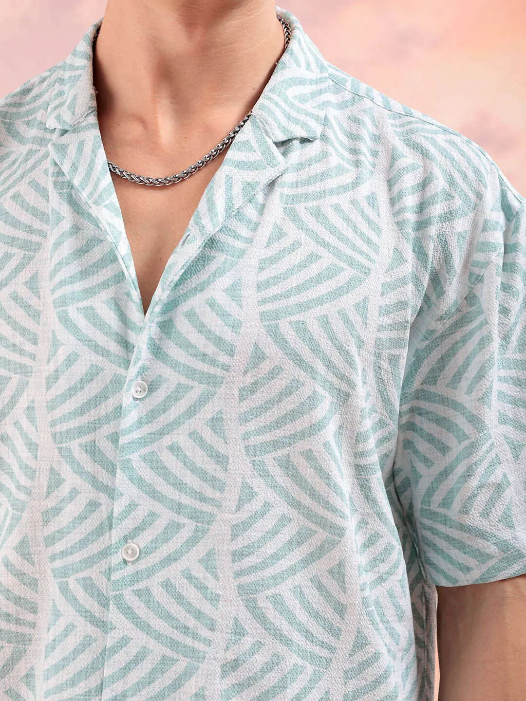 Men's Art Deco Printed Relaxed Fit Shirt