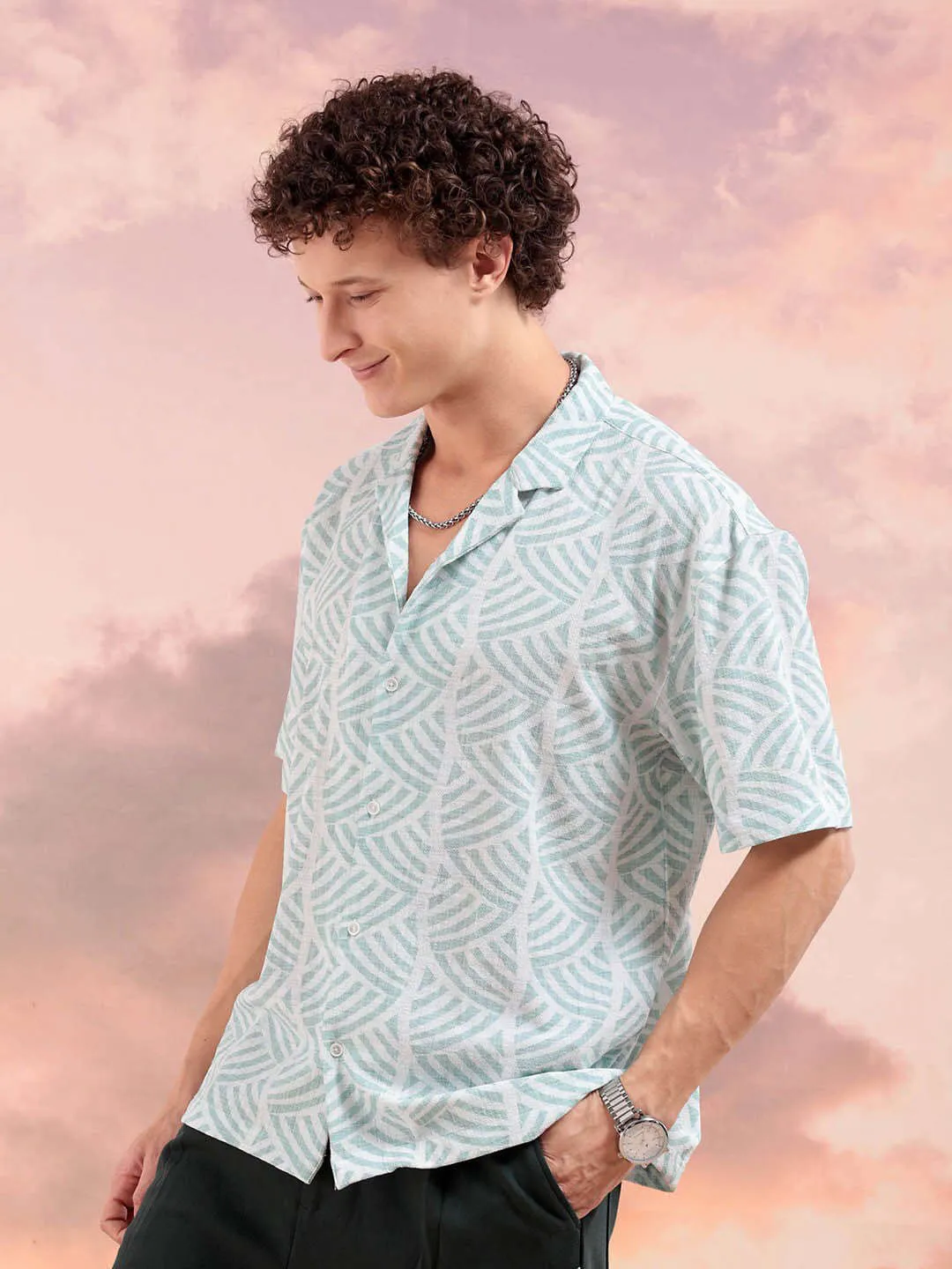 Men's Art Deco Printed Relaxed Fit Shirt