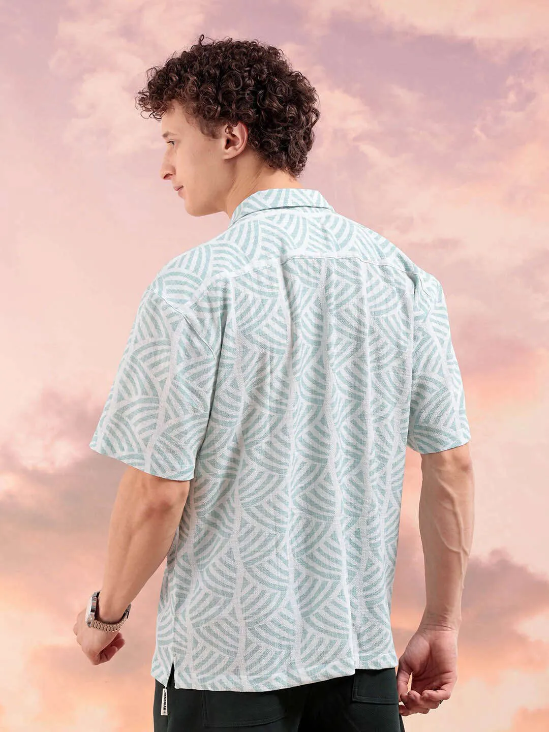 Men's Art Deco Printed Relaxed Fit Shirt