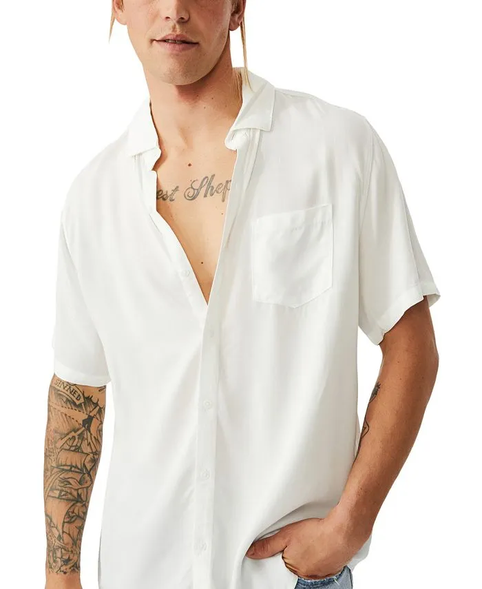 Men's Cuban short sleeve shirt COTTON ON, white