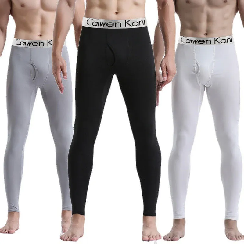 Men's Fleece Lined Leggings Thermal Long Johns Warm Base Layer Slim Pants