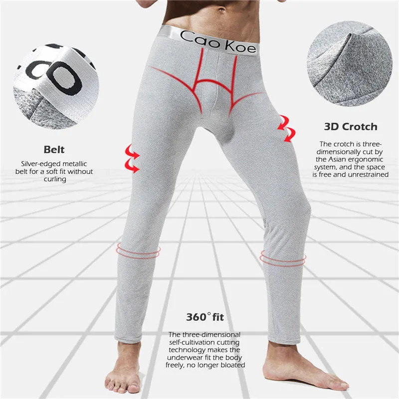 Men's Fleece Lined Leggings Thermal Long Johns Warm Base Layer Slim Pants