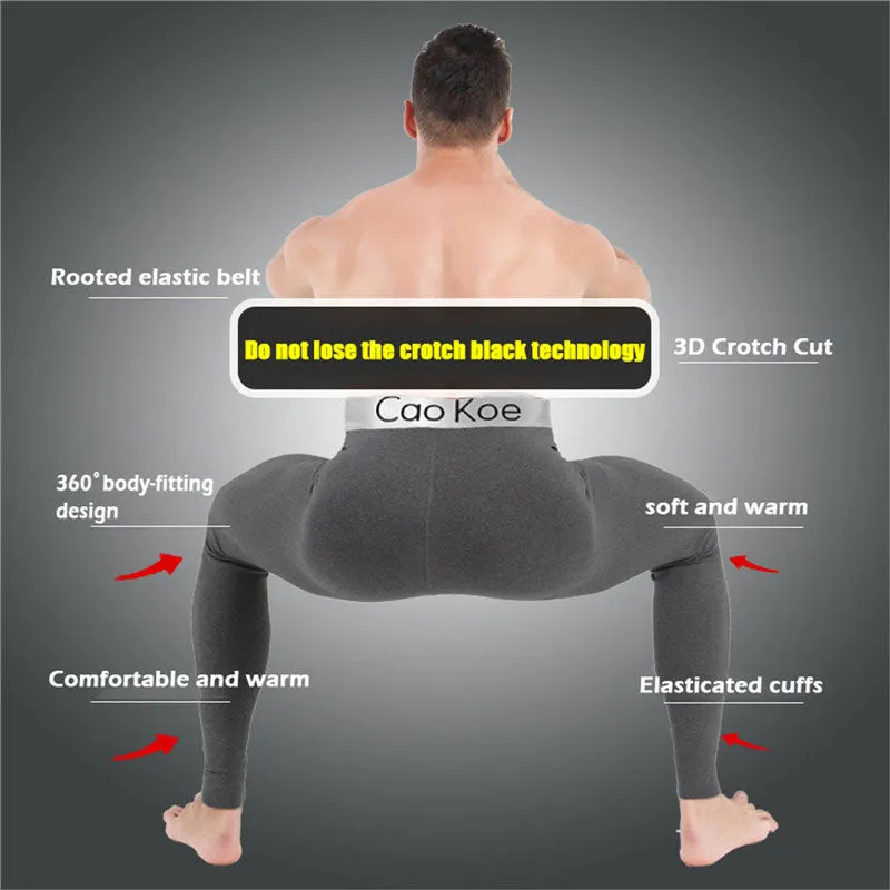 Men's Fleece Lined Leggings Thermal Long Johns Warm Base Layer Slim Pants