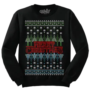 Merry Christmas Ugly Sweater Crewneck - Black