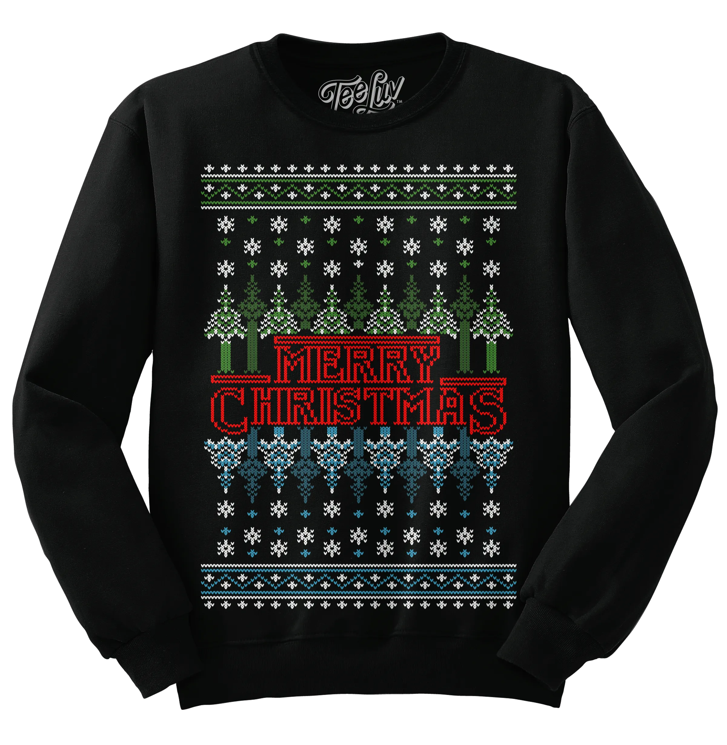 Merry Christmas Ugly Sweater Crewneck - Black