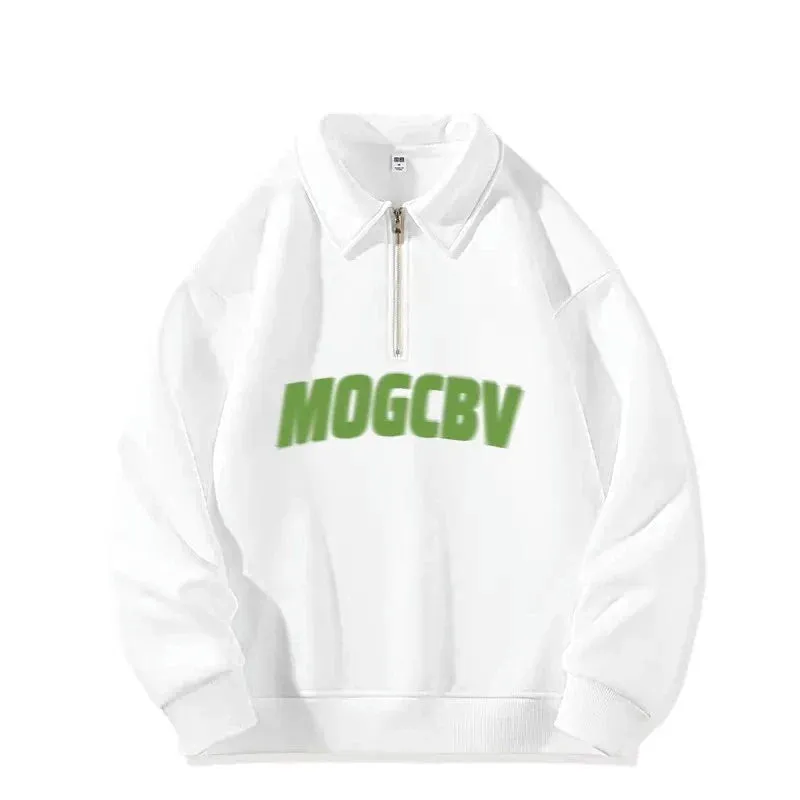 Metaversmall Street Letter Printing Loose Casual Female Hoodies Winter Chicly Zipper Polo Neck Fashion Simple  6-colors Women Hoodies