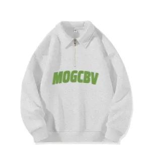 Metaversmall Street Letter Printing Loose Casual Female Hoodies Winter Chicly Zipper Polo Neck Fashion Simple  6-colors Women Hoodies